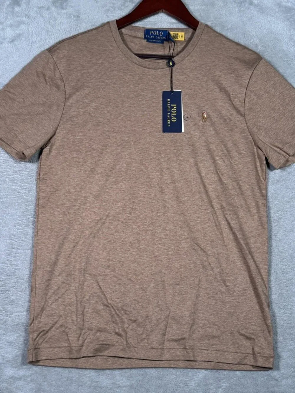 Polo Ralph Lauren Shirt Mens M Brown Custom Slim Fit Classics Pony Tee Soft